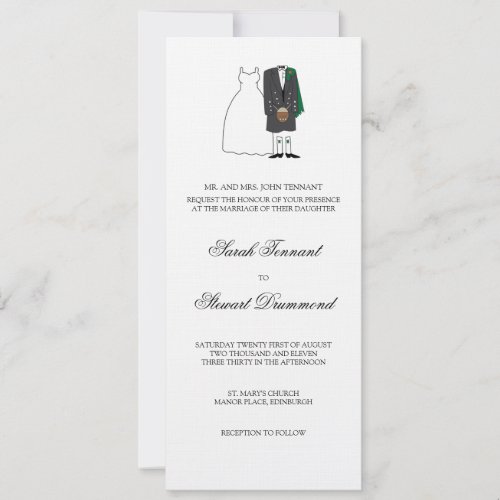 Scottish Bride and Groom Wedding Invitation - slim