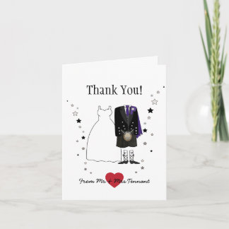 Scottish Bride & Groom kilt Wedding Thank You Card