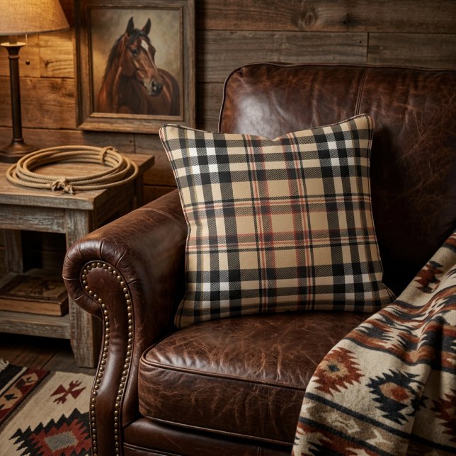 Scottish Brown Plaid  Throw Pillow (Creator Uploaded)