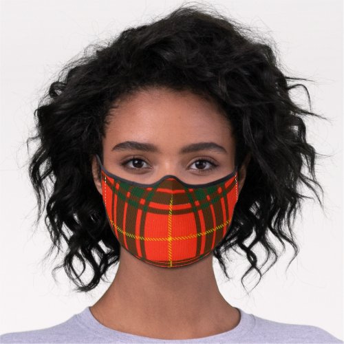 Scottish Bruce clan green and red tartan Premium Face Mask