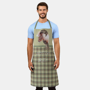 Scottish Bruich (Cook) Green and Brown Plaid Apron