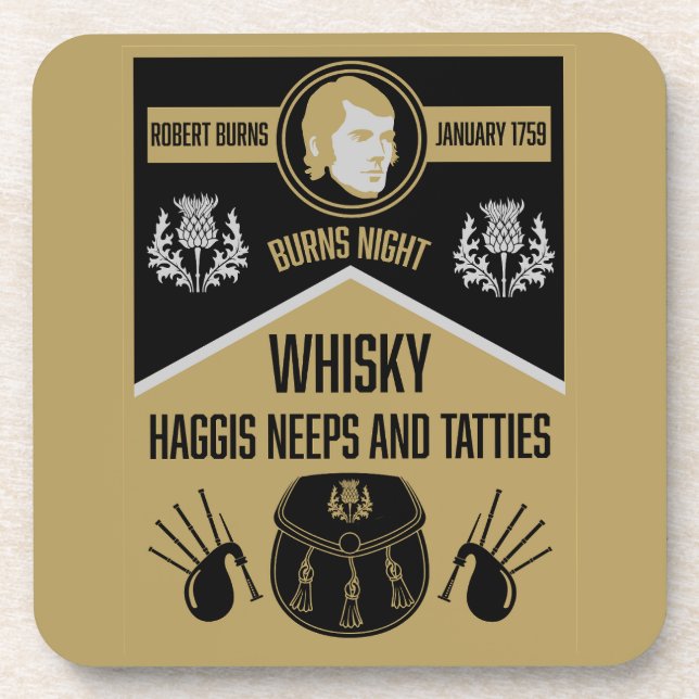 Scottish Burns Night Beverage Coaster (Front)