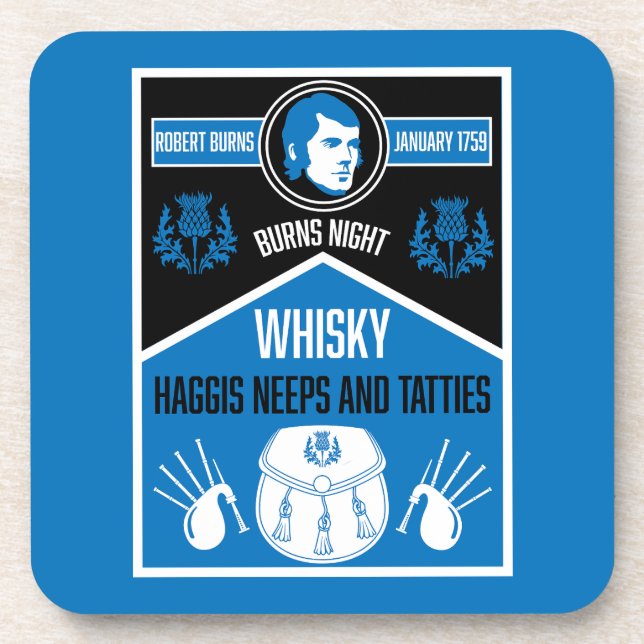 Scottish Burns Night Beverage Coaster (Front)