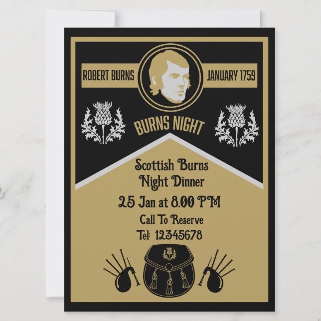 Scottish Burns Night Dinner Invite (Front)