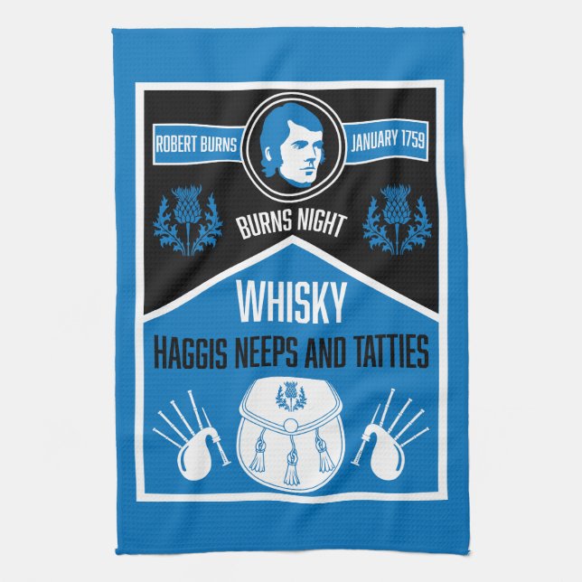 Scottish Burns Night Kitchen Towel (Vertical)
