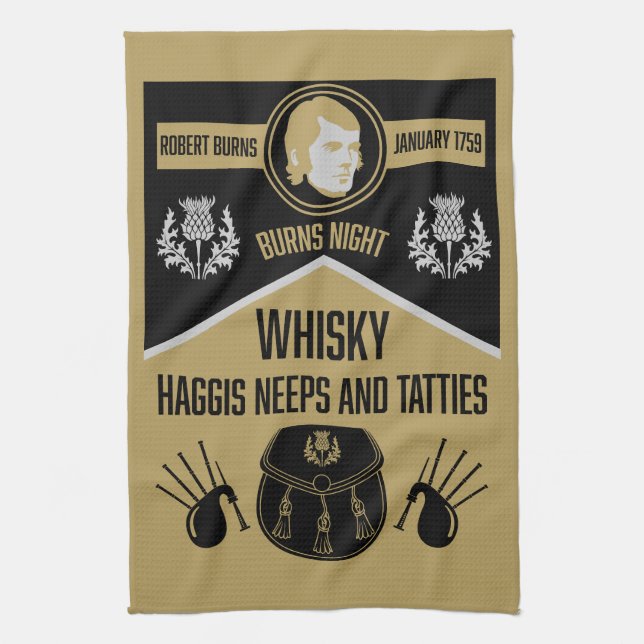 Scottish Burns Night Kitchen Towel (Vertical)