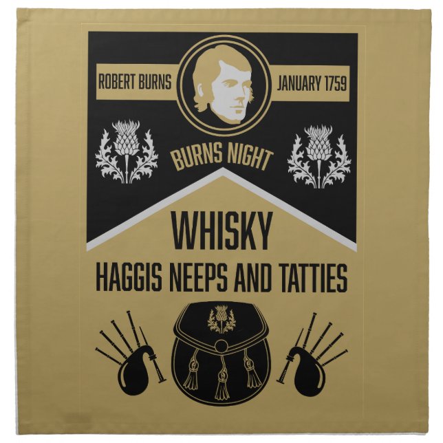 Scottish Burns Night Supper Cloth Napkin (Front)