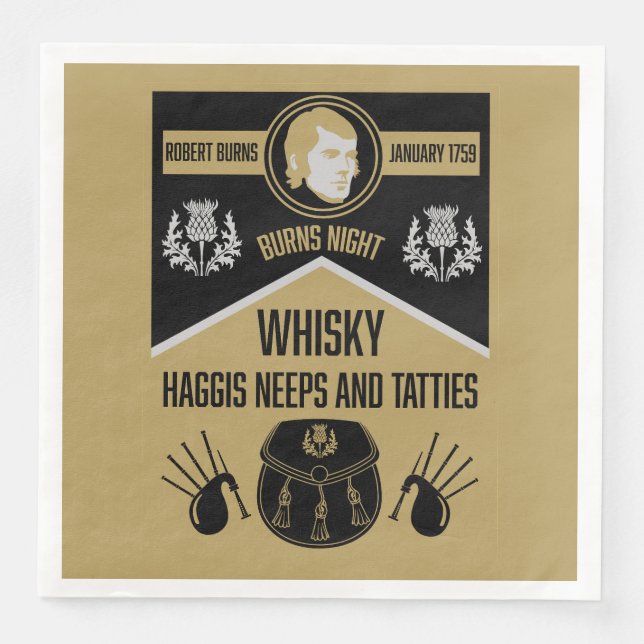 Scottish Burns Night Supper Paper Dinner Napkins (Front)