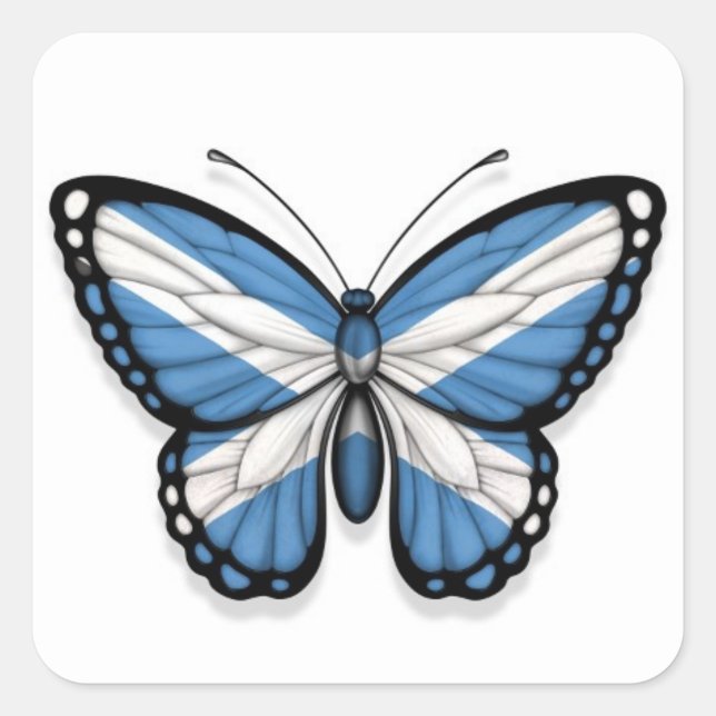 Scottish Butterfly Flag Square Sticker (Front)