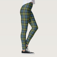 Scottish Campbell Blue and Green Tartan Plaid Leggings