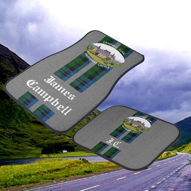 Scottish Campbell Clan Castle Tartan Gray Car Floor Mat (Creator Uploaded)