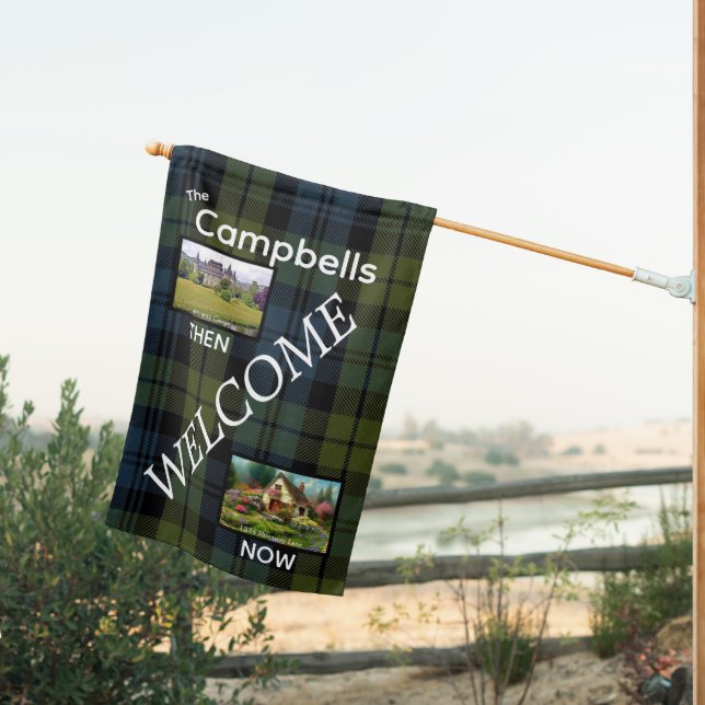 Scottish Campbell Clan Welcome House Flag (Insitu (Back))