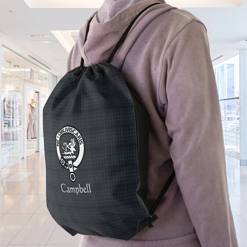 Scottish Campbell Crest Badge  Tartan  Drawstring Bag