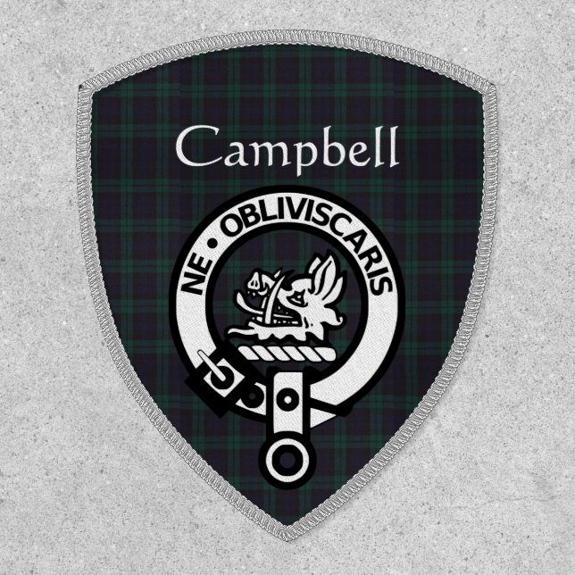 Scottish Campbell Crest Badge & Tartan Iron On (Front)