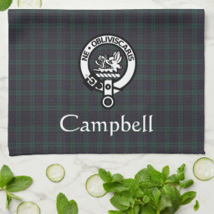 Scottish Campbell Crest Badge & Tartan Kitchen Towel