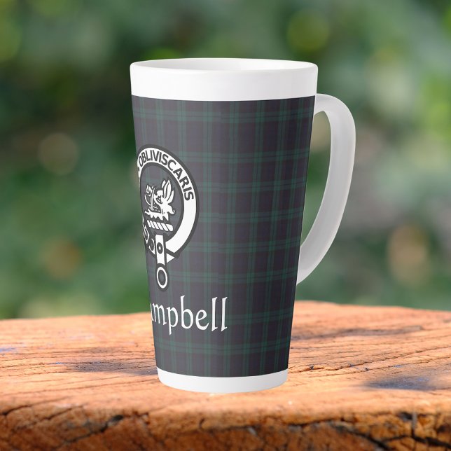 Scottish Campbell Crest Badge & Tartan  Latte Mug (Creator Uploaded)