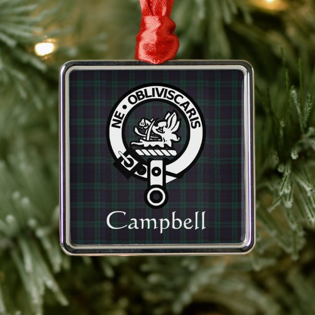 Scottish Campbell Crest Badge & Tartan  Metal Ornament (Tree)