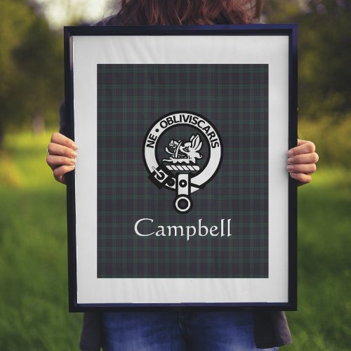 Scottish Campbell Crest Badge  Tartan  Poster