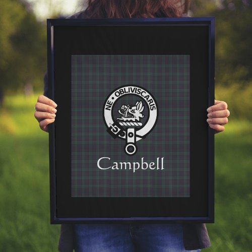 Scottish Campbell Crest Badge  Tartan Poster