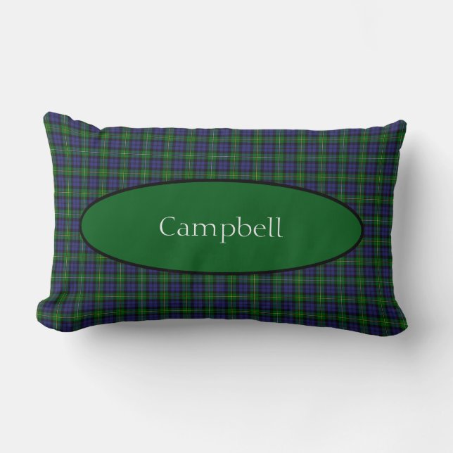 Scottish Campbell Family Tartan Personalized  Lumbar Pillow (Front)