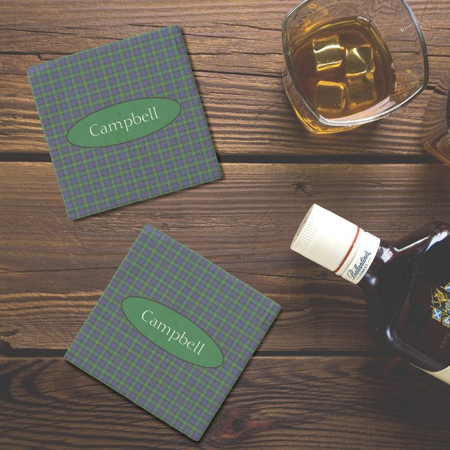 Scottish Campbell Family Tartan Personalized   Stone Coaster (Creator Uploaded)