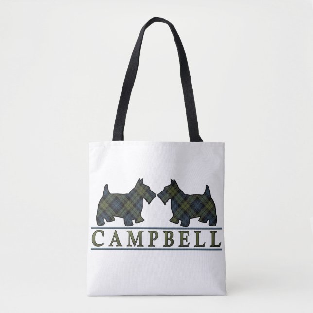 Scottish Campbell Scottie Dogs Tartan Plaid Tote Bag (Front)