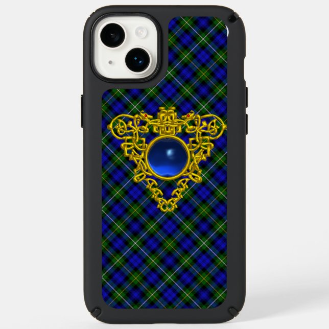 SCOTTISH CAMPBELL TARTAN,CELTIC HEART Blue Gem Speck iPhone Case (Front)