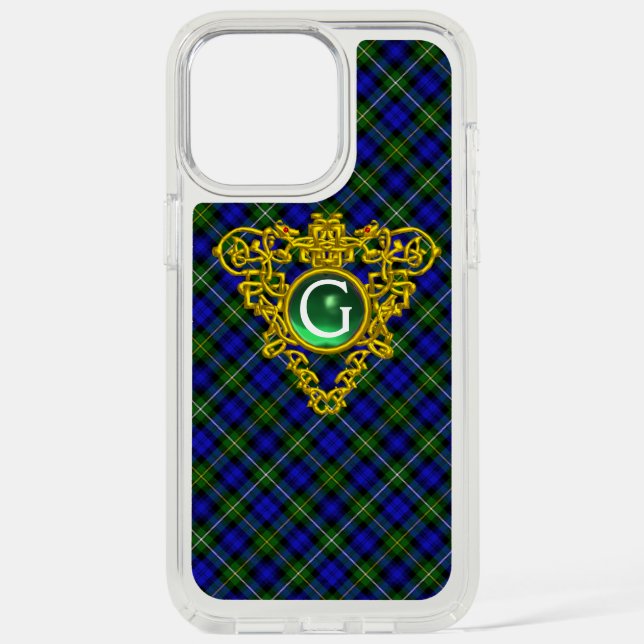 SCOTTISH CAMPBELL TARTAN,CELTIC HEART MONOGRAM SPECK iPhone CASE (Front)