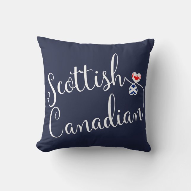 Scottish Canadian Entwined Hearts Throw Cushion (Front)