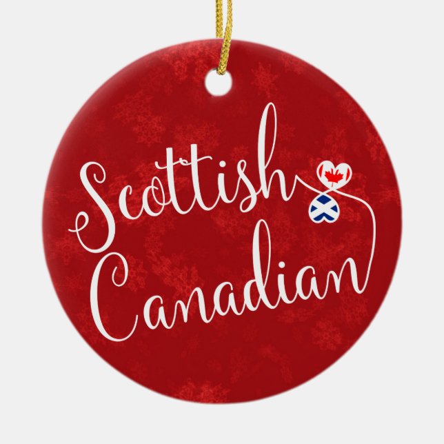 Scottish Canadian Hearts Flags Holiday Decoration (Front)