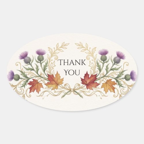 Scottish Canadian Maple Thistle Thank You Sticker