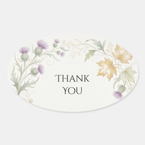 Scottish Canadian Maple Thistle Thank You Sticker