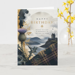 Scottish Castle Birthday Card Lochside Scenery