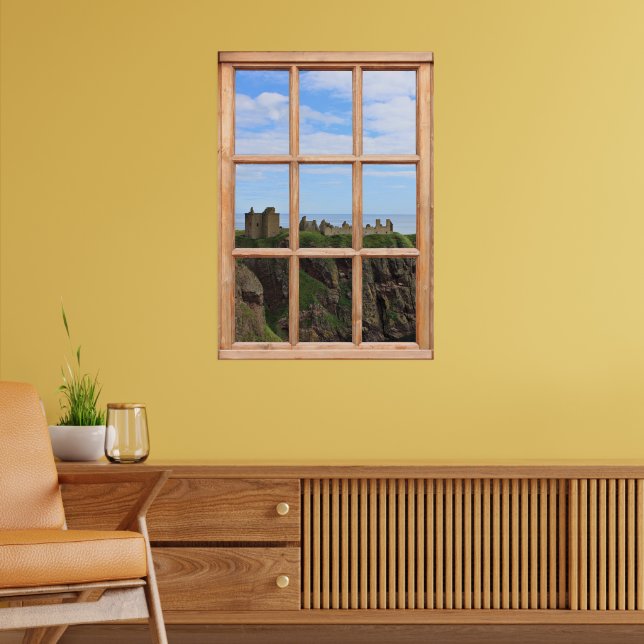 Scottish Castle by the Ocean View from a Window Poster (Living Room 2)