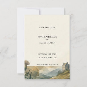 Scottish Castle Landscape Save the Date Card