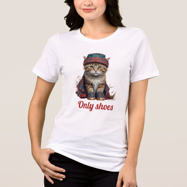 scottish cat in disguise - only shoes Tri-Blend shirt (Front)
