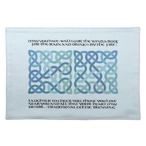 Scottish Celtic Blessing Calligraphy with knotwork Cloth Placemat