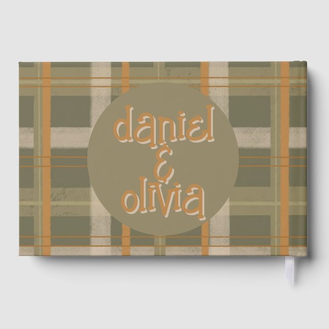 Scottish Celtic Tartan Pattern Wedding Foil Guest Book (Back)