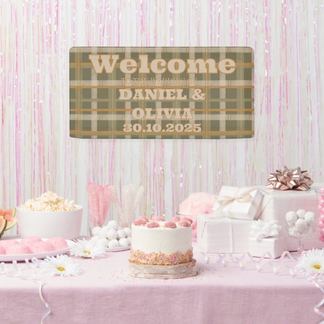 Scottish Celtic Tartan Pattern WeddiSeating Charts Banner (Party)