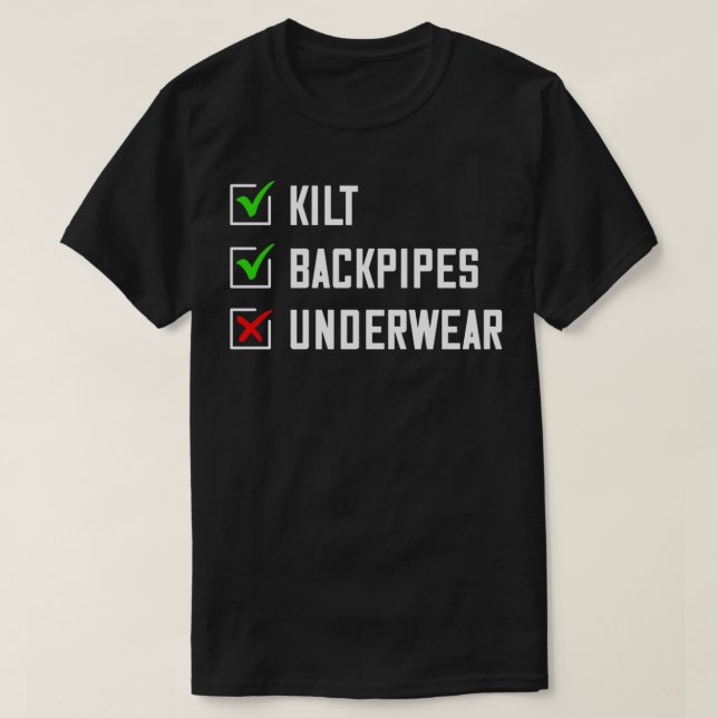 Scottish Checklist Kilts Bagpipes Underwear For A  T-Shirt (Design Front)