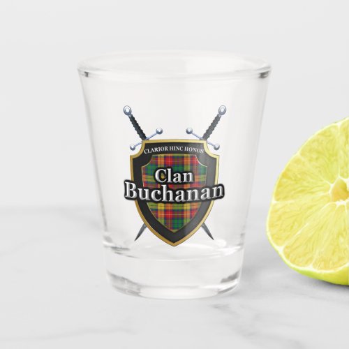 Scottish Cheers Clan Buchanan Tartan Shield Shot Glass