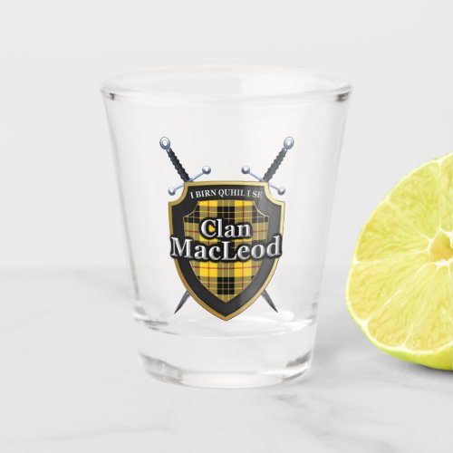 Scottish Cheers Clan MacLeod Lewis Tartan Shield Shot Glass