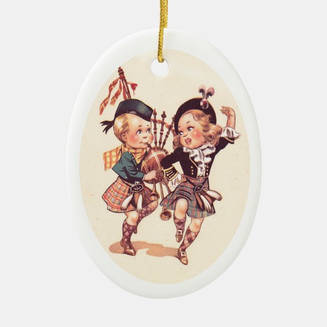 Scottish Children Dancing Ceramic Ornament (Front)