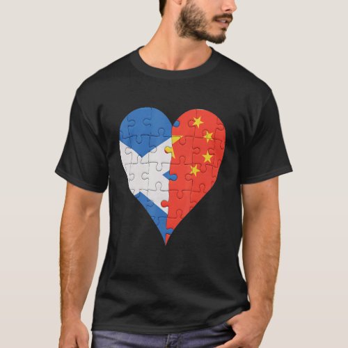 Scottish Chinese Flag Heart T_Shirt