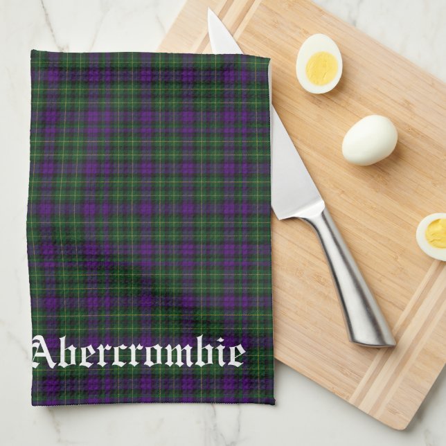Scottish Clan Abercrombie Crest & Tartan  Kitchen Towel (Quarter Fold)