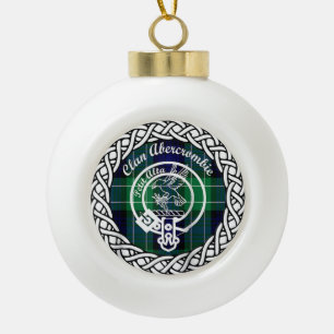 Scottish Clan Abercrombie Tartan and Crest Ceramic Ball Christmas Ornament