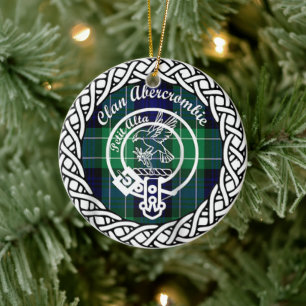 Scottish Clan Abercrombie Tartan and Crest Ceramic Ornament