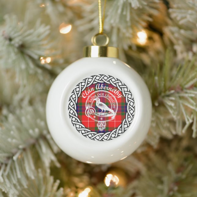 Scottish Clan Abernethy Tartan and Crest Ceramic Ball Christmas Ornament (Tree)