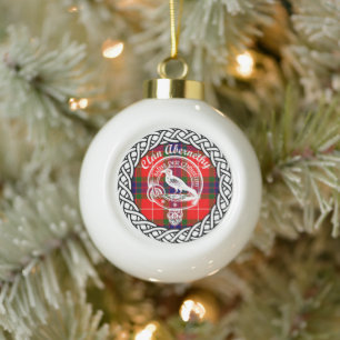 Scottish Clan Abernethy Tartan and Crest Ceramic Ball Christmas Ornament