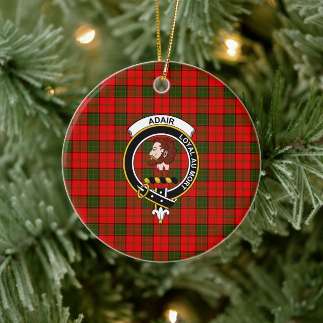 Scottish Clan Adair Tartan and Crest Ceramic Ornament (Tree)